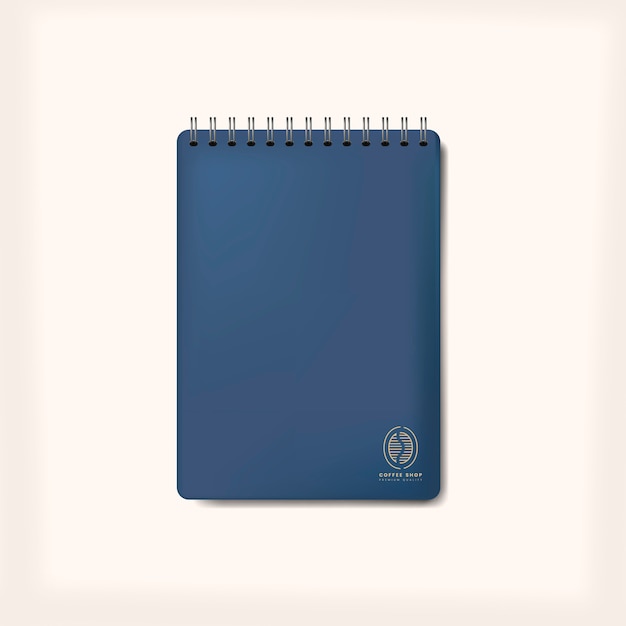 Free vector spiral blue notebook mockup isolated vector