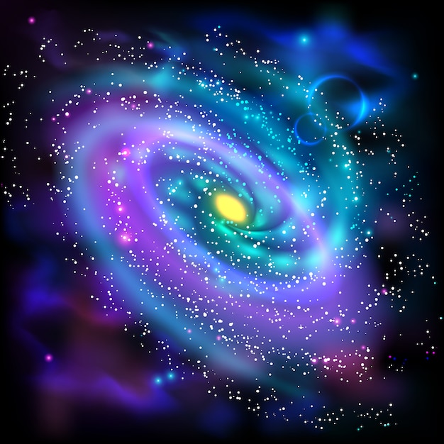 Spiral galaxy black background icon 