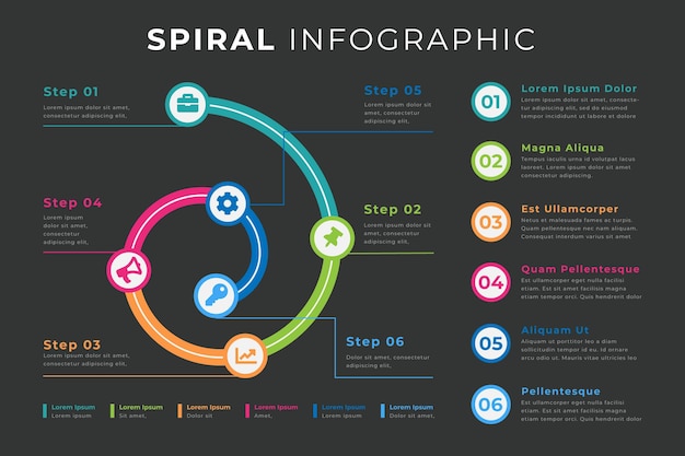 Spiral infographic in pastel colors