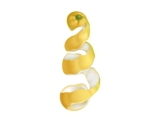 Spiral lemon peel on white