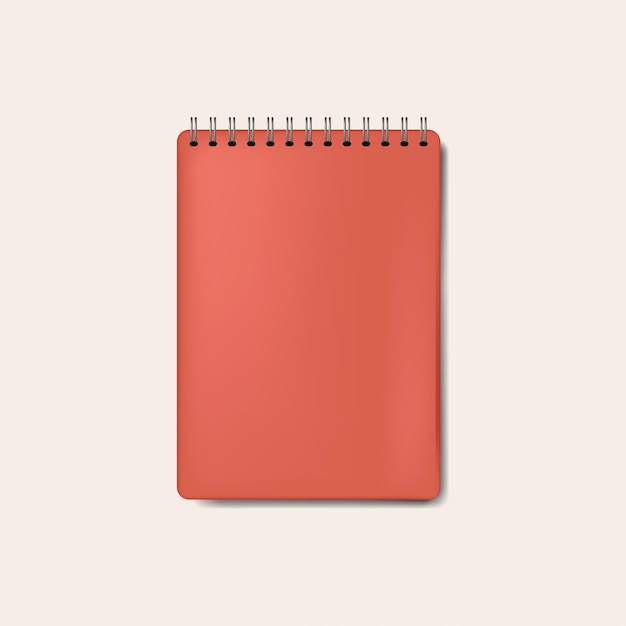 Free vector spiral red notebook mockup isolated vector