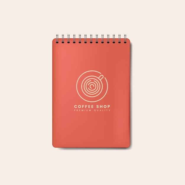 Free vector spiral red notebook mockup isolated vector