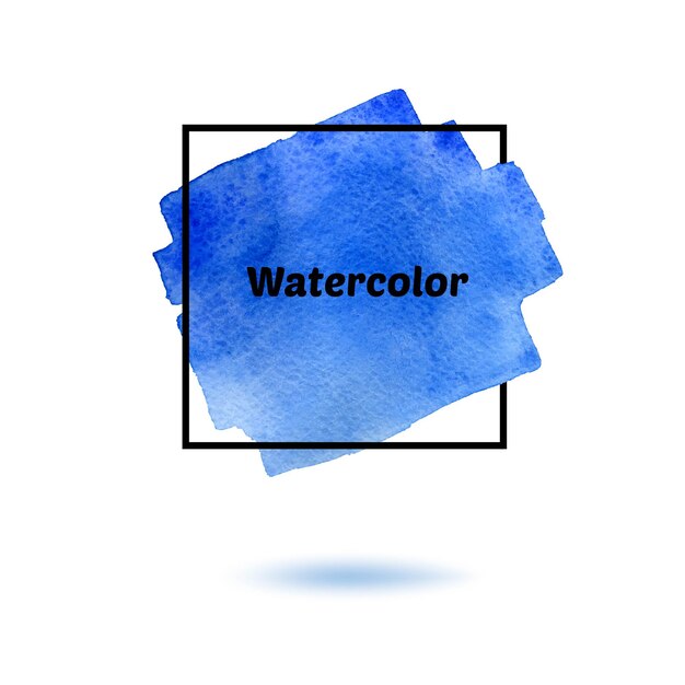 Splash blue watercolor and black frame isolated on white background.   stylization watercolor vector