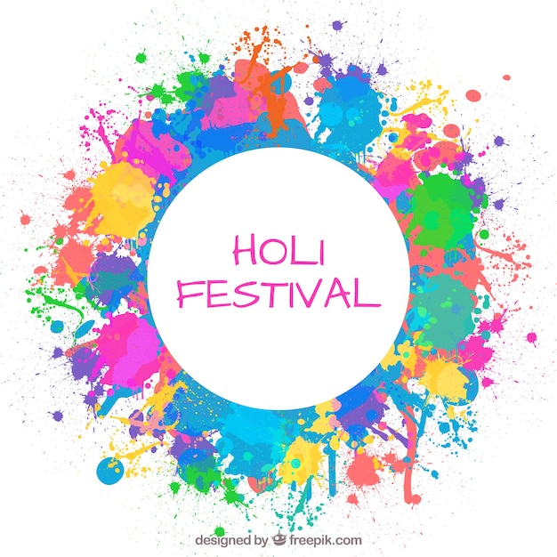 Free vector splashes paint holi festival background