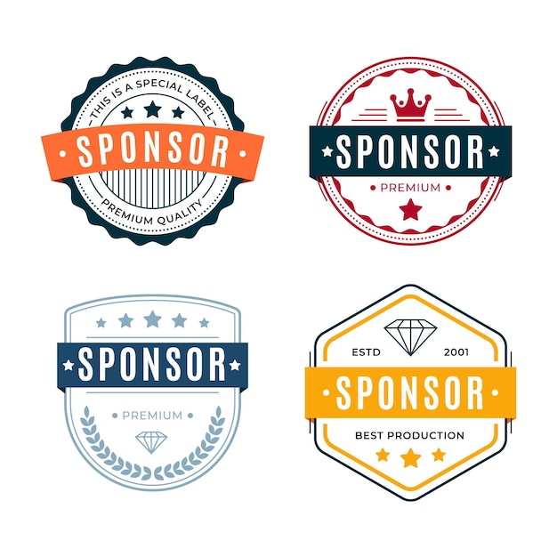 Free vector sponsor label collection