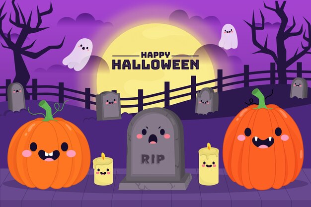 Spooky drawn halloween background