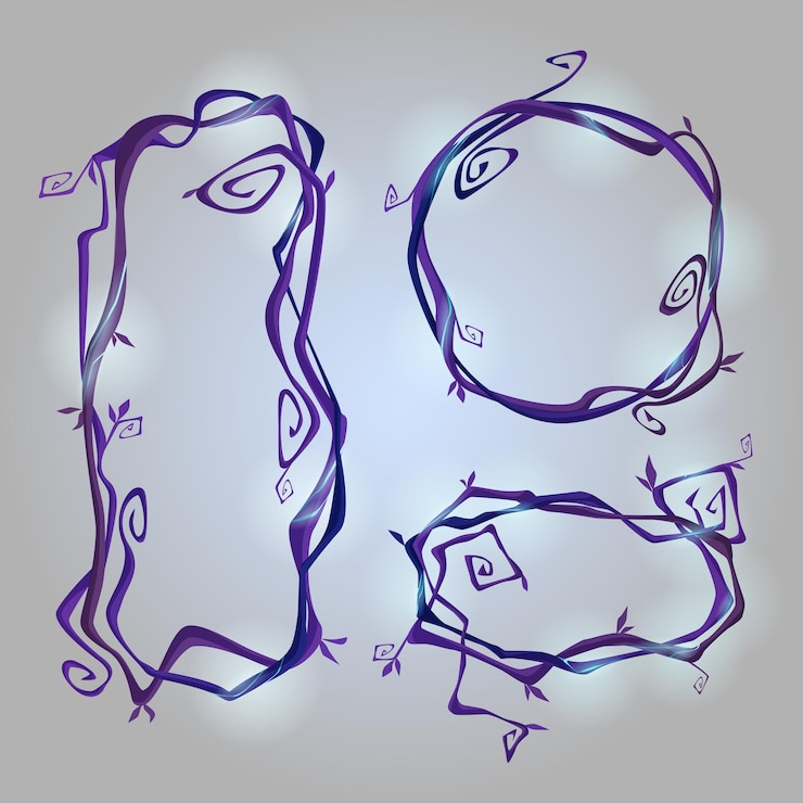 Free Vector spooky dry liana frame vines with glow