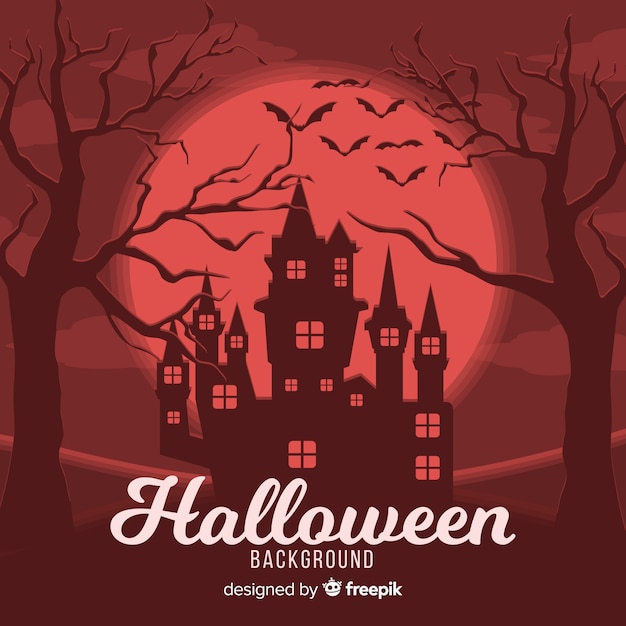 Free vector spooky halloween background with flat design