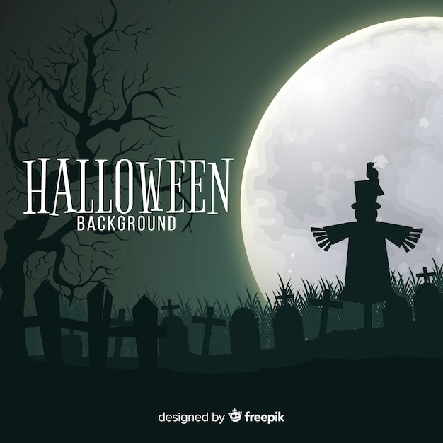 Spooky halloween background con design piatto