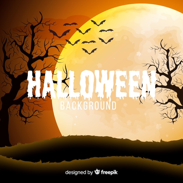 Free vector spooky halloween background with realistic design
