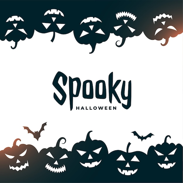 Free vector spooky halloween card with bats and scary pumpkins