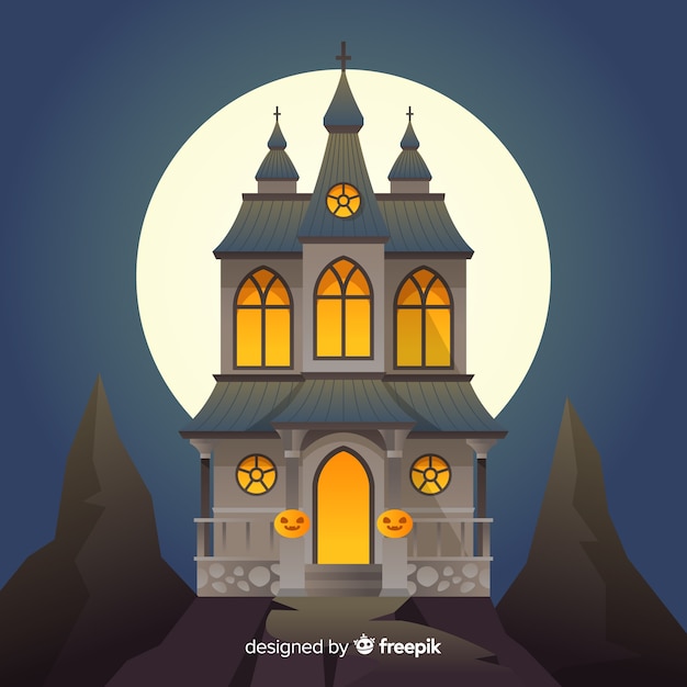 Free vector spooky halloween house background