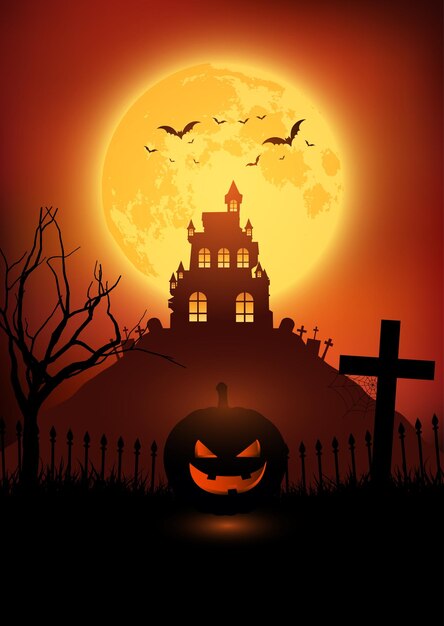 Spooky halloween landscape background