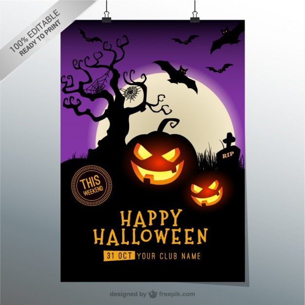 Бесплатное векторное изображение Жуткий хэллоуин партия флаер