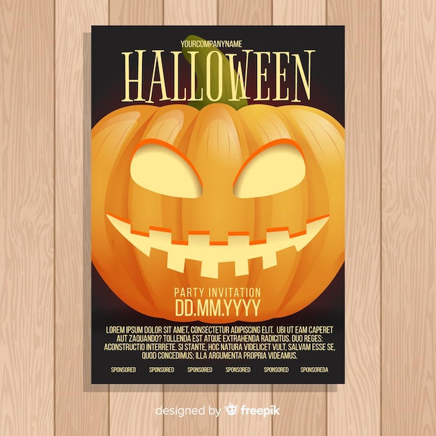 Free vector spooky halloween party poster with realistic style