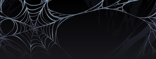 Free vector spooky halloween poster with spider web