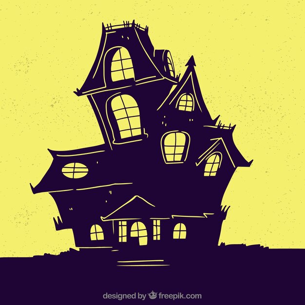 Призрачный дом с ручным рисунком