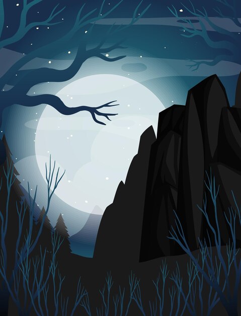 Spooky night background with full moon