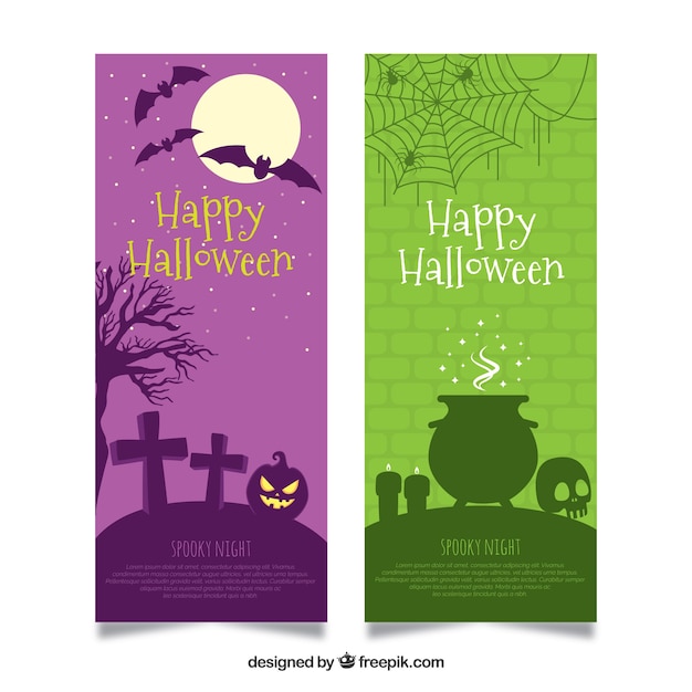 Spooky pack of halloween banners