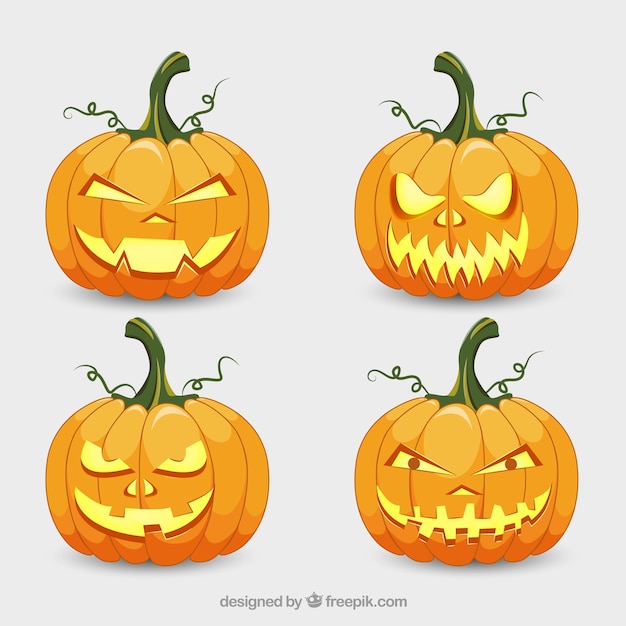 Free vector spooky pumpkins to celebrate halloween