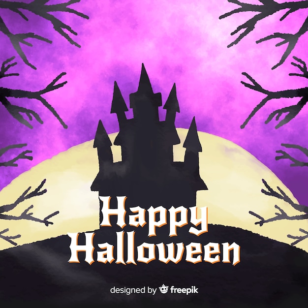 Spooky watercolor halloween background
