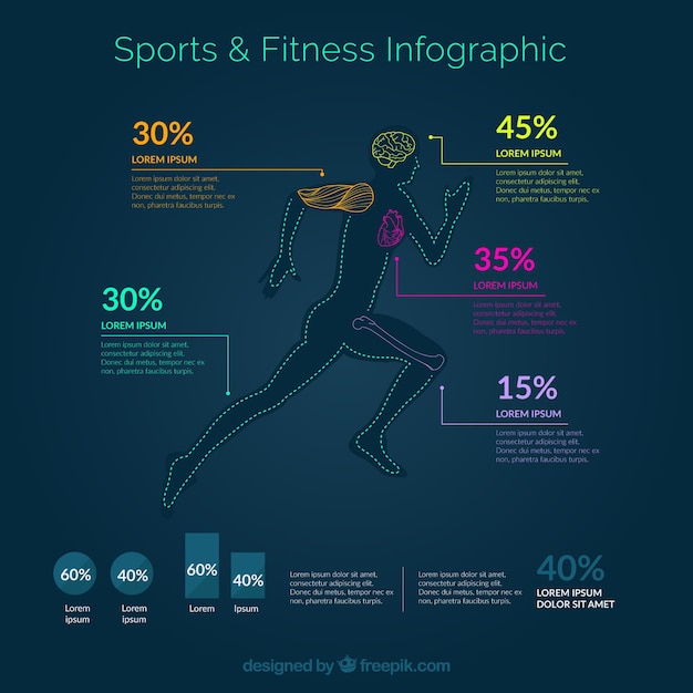 Бесплатное векторное изображение Спорт и фитнес-infography
