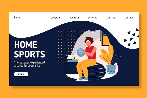 無料ベクター 自宅でのスポーツのランディングページスタイル