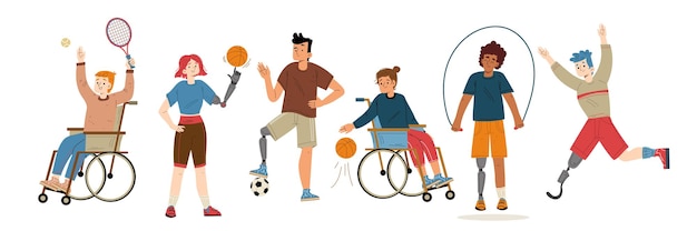 Free vector sport athlete people with different disabilities