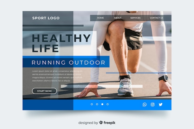 Free vector sport atletism landing page