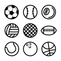 Бесплатное векторное изображение Коллекция спортивных мячей