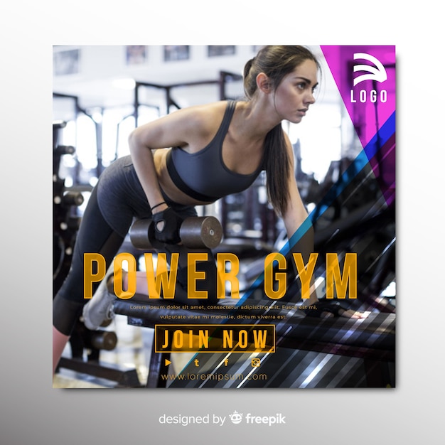 sport banner template with photo
