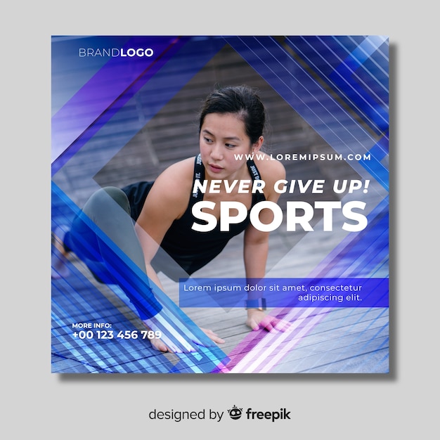 Sport banner template with photo