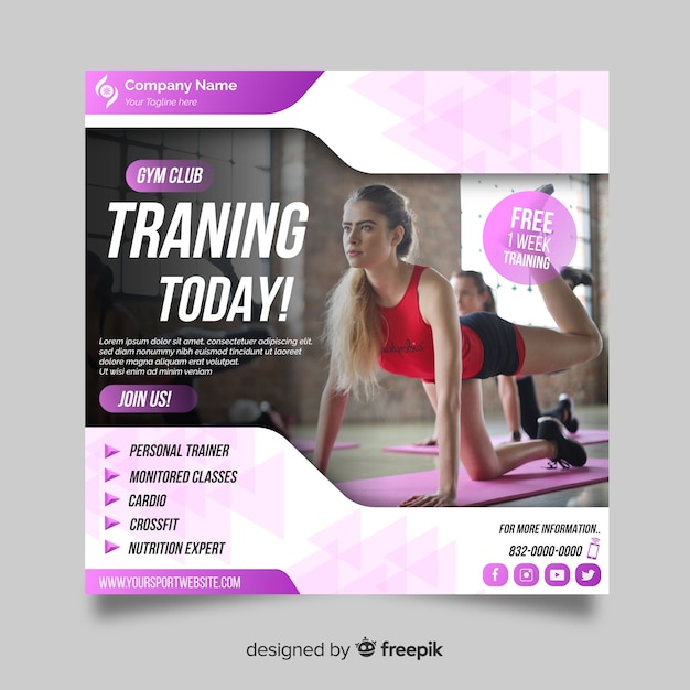 Sport banner template with photo