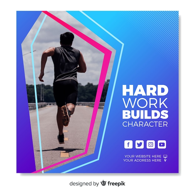 Sport banner template with photo