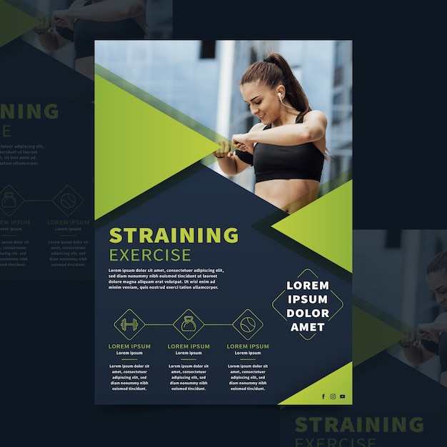 Free vector sport brochure with photo