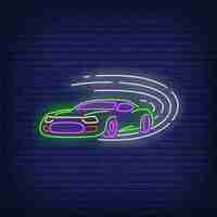 Free vector sport car driving fast neon sign