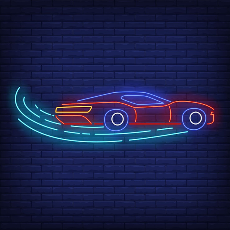 Free Vector sport car increasing speed in neon style