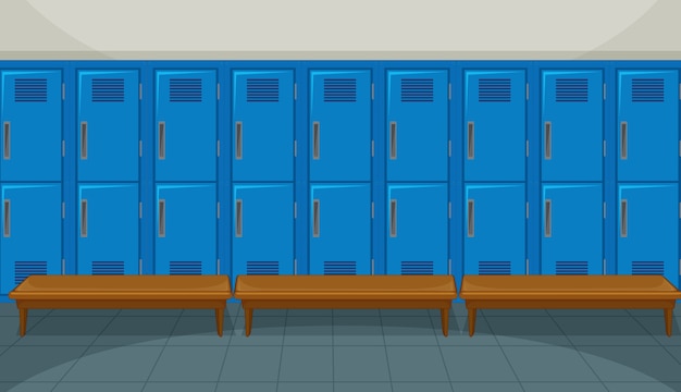 Sport changing room with locker background