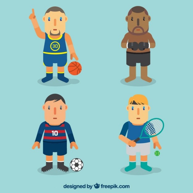 Sport characters pack in flat design