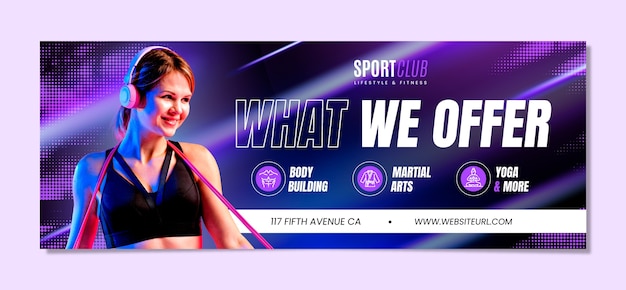 Free vector sport club facebook cover template