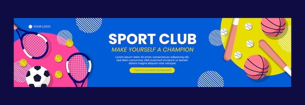 Free vector sport club twitch banner template