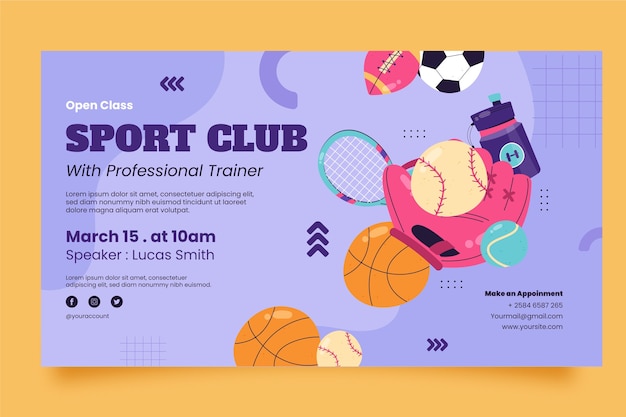 Free vector sport club webinar template