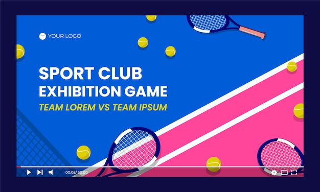 Бесплатное векторное изображение Шаблон эскиза спортивного клуба youtube