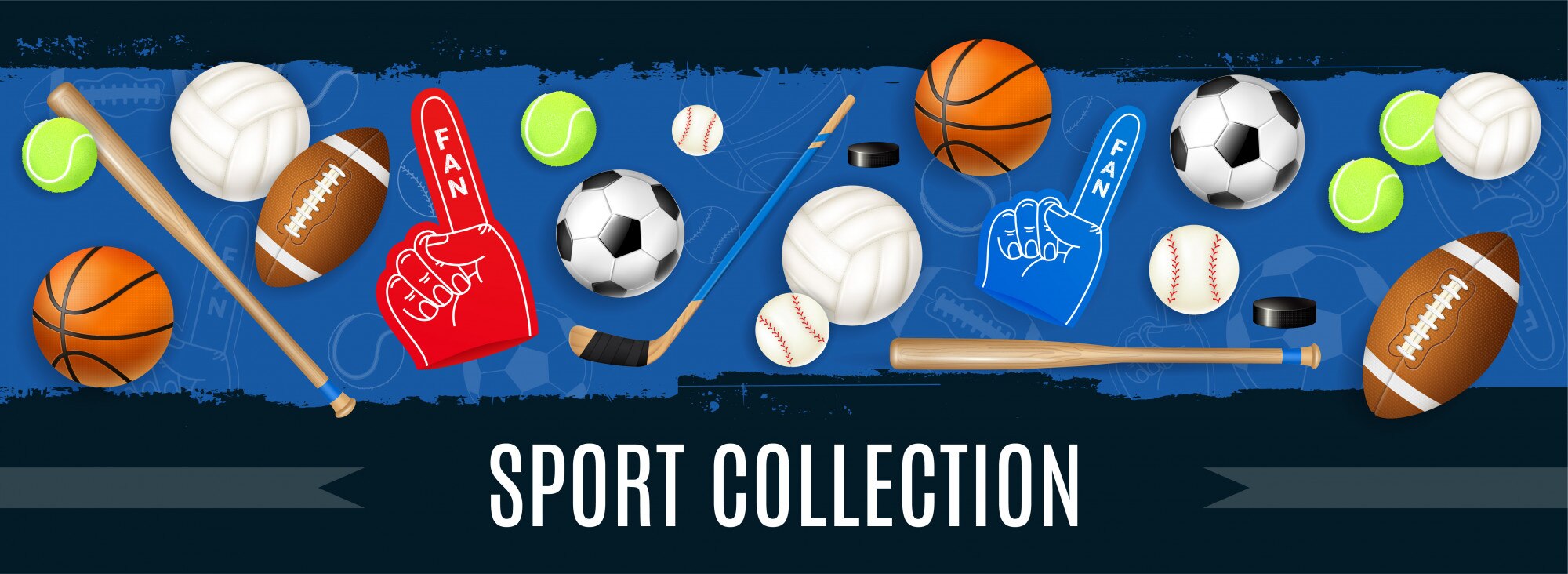 Team sport banners with balls Royalty Free Vector Image