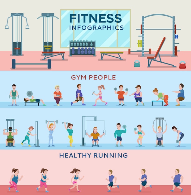 Free vector sport fitness horizontal banners