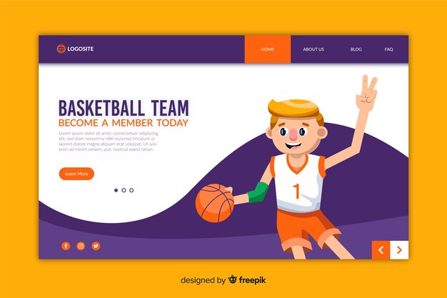 Sport flat design landing page template