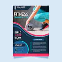 Free vector sport flyer fitness template with photo