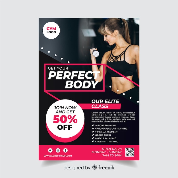 Sport flyer template with discount