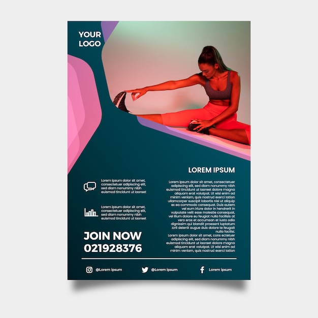 Free vector sport flyer template with image