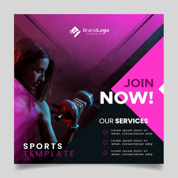 Free vector sport flyer template with image